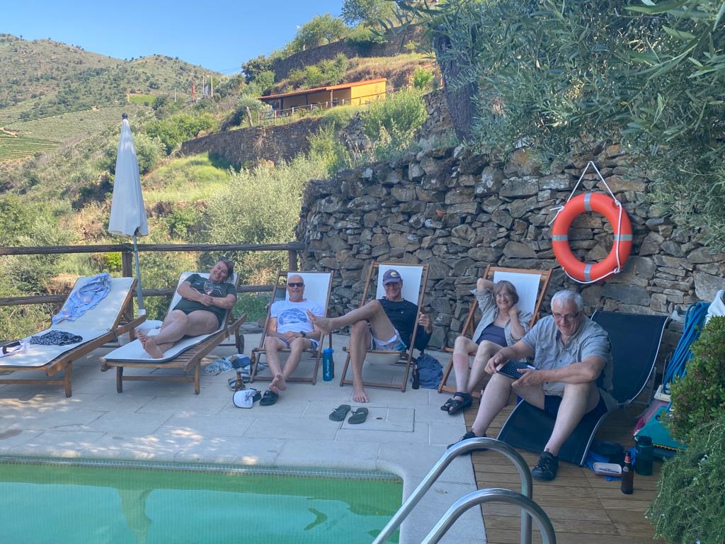 Relaxing by the pool
